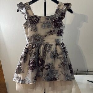 Rare Editions Purple and Cream Floral Dress